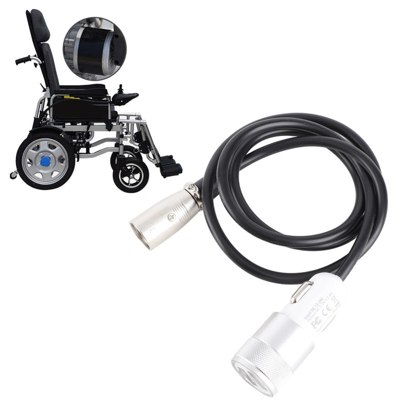 Universal Charger Cable for Electric Wheelchairs & Mobility Scooters - Fast Charging Dual Port Alloy Cable for 12â€‘24V Power Chair Controllers, Compatible with Power Chairs & Scooters